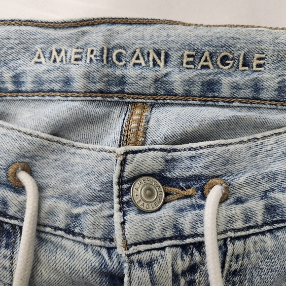 American Eagle Drawstring Waist Light Wash Chambray Cargo Joggers-Size 00 - Picture 13 of 15